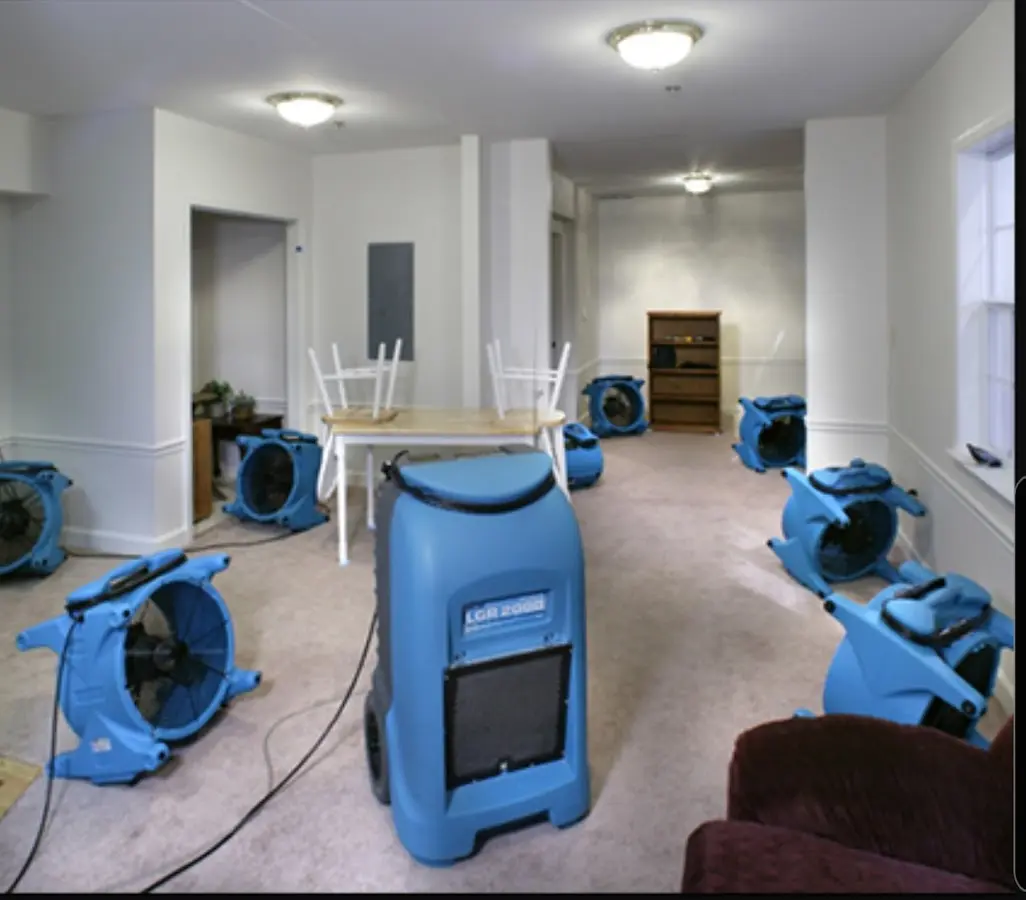 Air movers and dehumidifier setup for Water Extraction & Removal in St. Paul