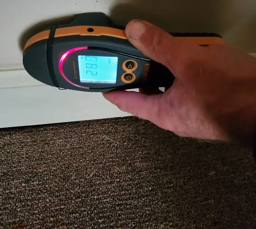 Moisture detection at baseboard during Burst Pipe Cleanup in St. Paul